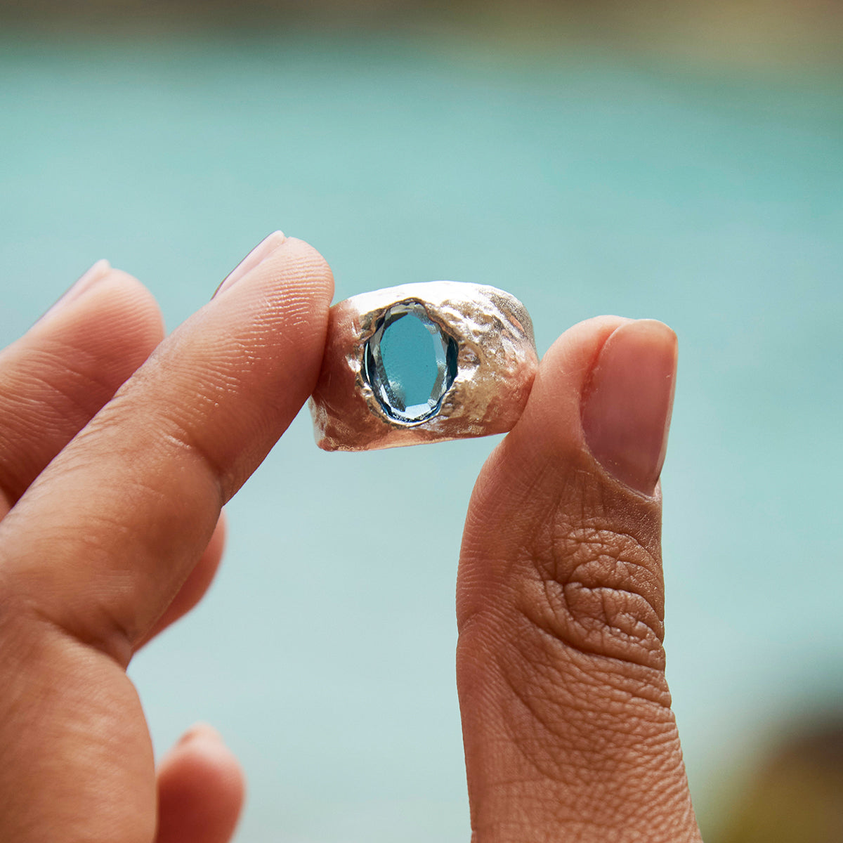 Anillo Carmen Azul Plata