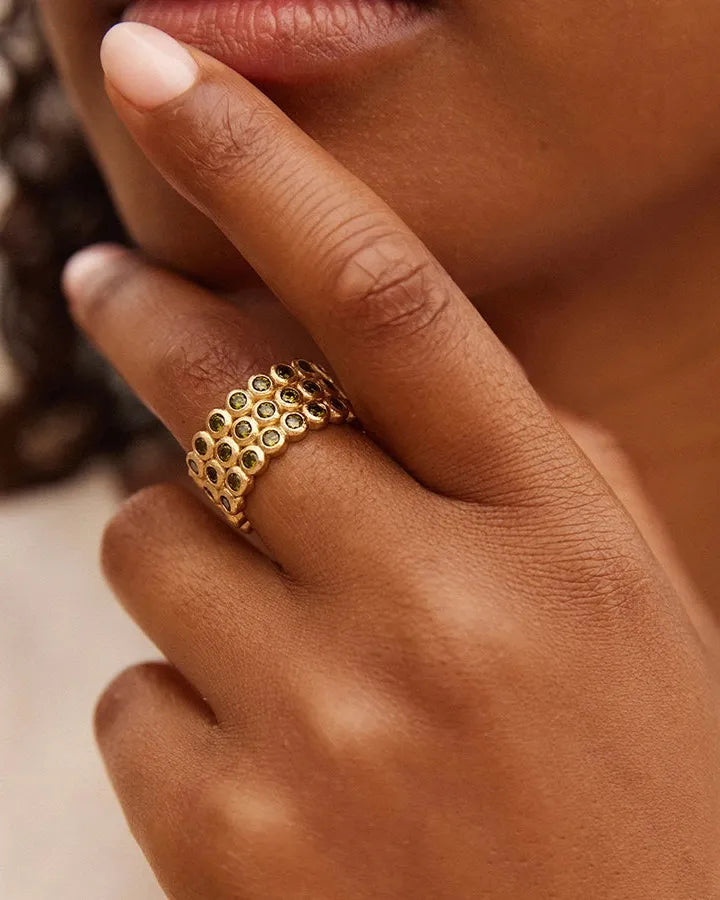 Amélia Trio Dark Green Ring